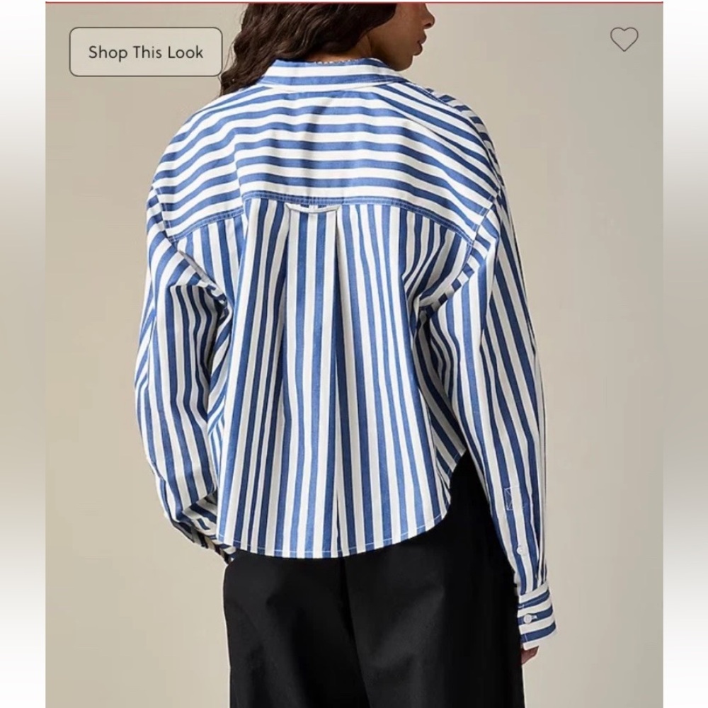 J. Crew etienne cropped button up shirt in striped cotton - XS - Retail $98 NWT - Picture 3 of 7